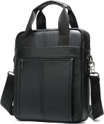 ND Genuine Leather Shoulder Messenger Bag for Men Adjustable Shoulders Sling Crossbody Bags for Travel Work Business Handbag (Black) - Image 7